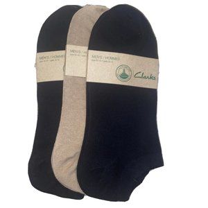 Clarks  Men's 3-Pk. Sport Liner No Show  Cotton Socks Black, Beige NWT